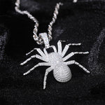 MOISSANITE DIAMOND ICED OUT SPIDER PENDANT IN STERLIING SILVER
