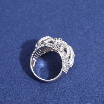 MOISSANITE DIAMOND ICED OUT SPIDER TARANTULA RING IN STERLING SILVER - IVORY & EBONY