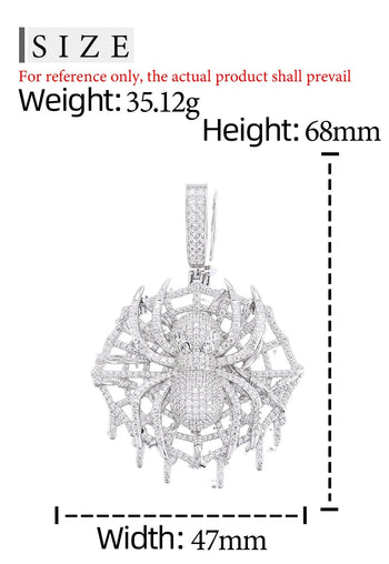 MOISSANITE DIAMOND ICED OUT SPIDER WEB PENDANT IN STERLING SILVER