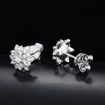 MOISSANITE DIAMOND ICED OUT SUNFLOWER EARRINGS IN STERLING SILVER