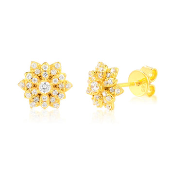 MOISSANITE DIAMOND ICED OUT SUNFLOWER EARRINGS IN STERLING SILVER