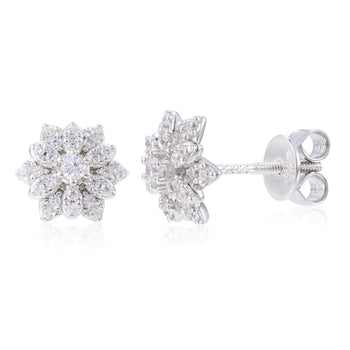 MOISSANITE DIAMOND ICED OUT SUNFLOWER EARRINGS IN STERLING SILVER