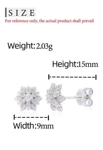 MOISSANITE DIAMOND ICED OUT SUNFLOWER EARRINGS IN STERLING SILVER