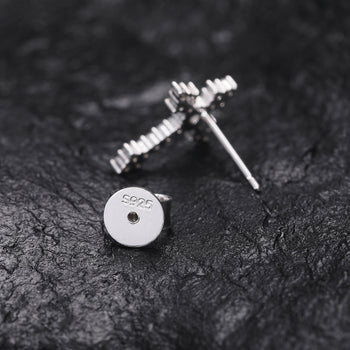 MOISSANITE DIAMOND TAPERED CROSS STUD EARRINGS IN STERLING SILVER - IVORY & EBONY