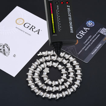 Halskette oder Armband mit Moissanit-Diamanten in Sterlingsilber 