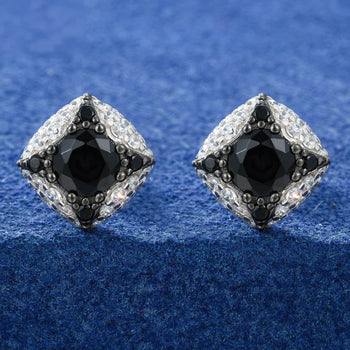 MOISSANITE DIAMOND ICY BLACK STAR EARRINGS IN STERLING SILVER