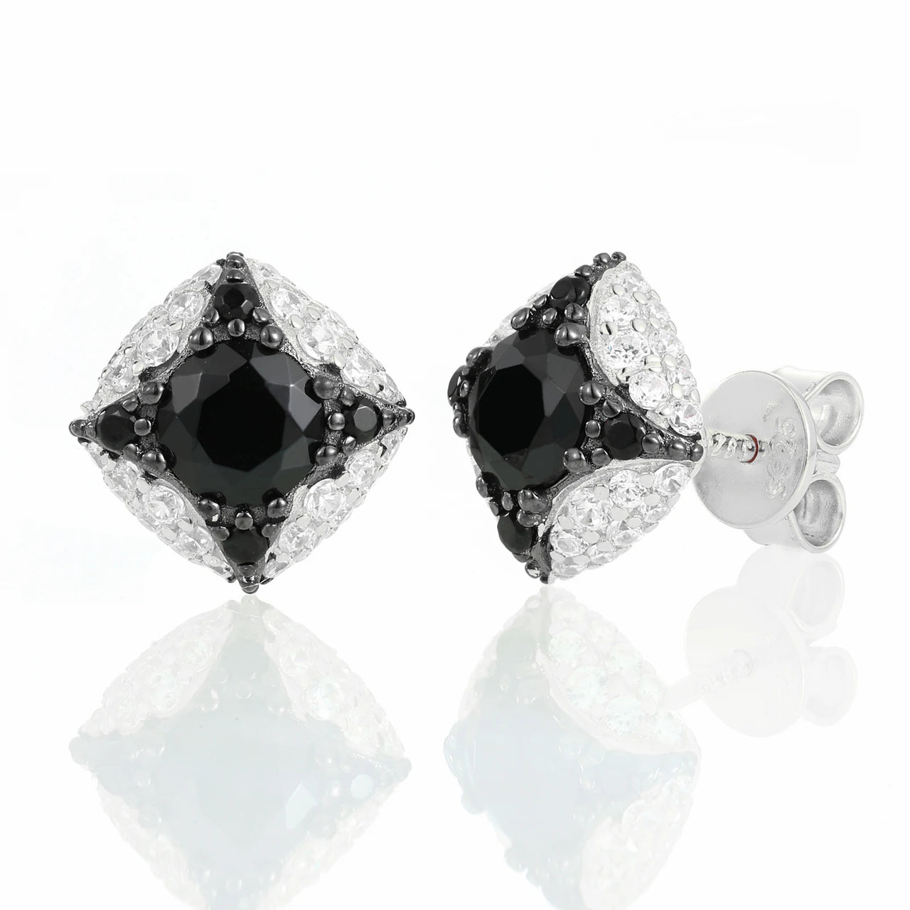 MOISSANITE DIAMOND ICY BLACK STAR EARRINGS IN STERLING SILVER