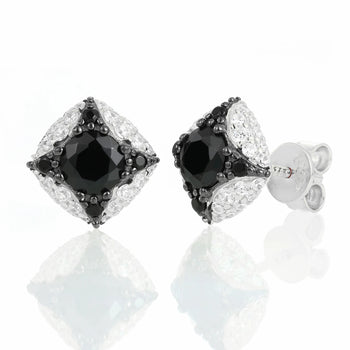 MOISSANITE DIAMOND ICY BLACK STAR EARRINGS IN STERLING SILVER