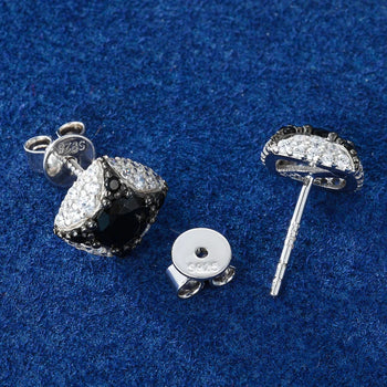 MOISSANITE DIAMOND ICY BLACK STAR EARRINGS IN STERLING SILVER