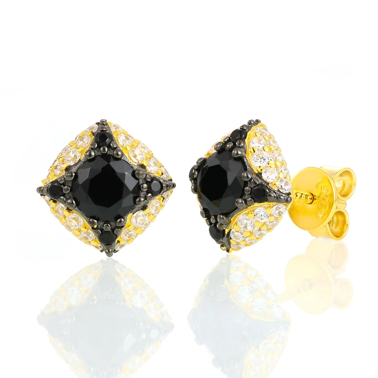 MOISSANITE DIAMOND ICY BLACK STAR EARRINGS IN STERLING SILVER