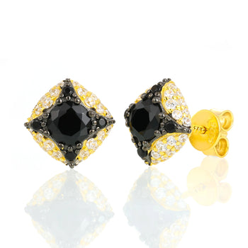 MOISSANITE DIAMOND ICY BLACK STAR EARRINGS IN STERLING SILVER