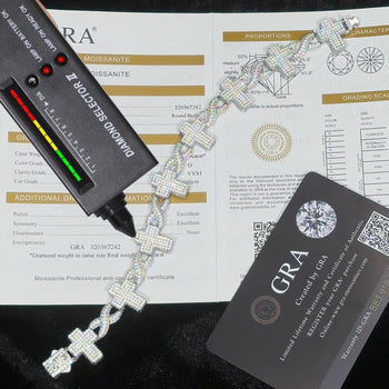 MOISSANITE DIAMOND INFINITY CROSS CUBAN LINK BRACELET IN STERLING SILVER