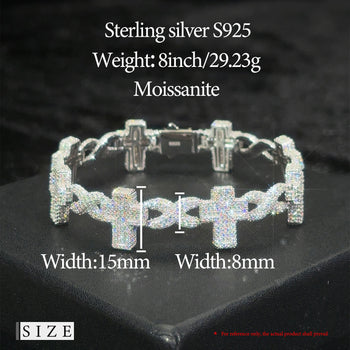 MOISSANITE DIAMOND INFINITY CROSS CUBAN LINK BRACELET IN STERLING SILVER