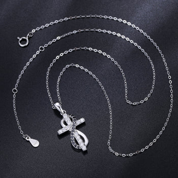 MOISSANITE DIAMOND INFINITY CROSS PENDANT NECKLACE IN STERLING SILVER - IVORY & EBONY