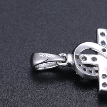 MOISSANITE DIAMOND INFINITY CROSS PENDANT NECKLACE IN STERLING SILVER - IVORY & EBONY