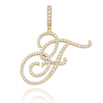 MOISSANITE DIAMOND CURSIVE INITIAL LETTER CHARM PENDANT NECKLACE IN STERLING SILVER