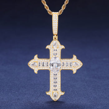 MOISSANIT-DIAMANT-IRIS-KREUZANHÄNGER AUS STERLINGSILBER