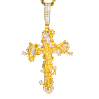 MOISSANITE DIAMOND JESUS CRUCIFIX CROSS PENDANT IN STERLING SILVER