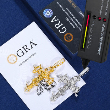 MOISSANITE DIAMOND JESUS CRUCIFIX CROSS PENDANT IN STERLING SILVER