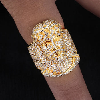 MOISSANITE DIAMOND JESUS RING IN STERLING SILVER