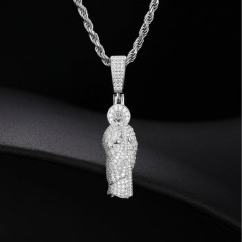 Halskette mit Anhänger „Judas der Apostel“ aus Sterlingsilber mit Moissanit-Diamanten