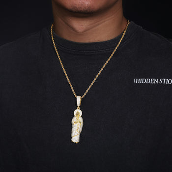 Halskette mit Anhänger „Judas der Apostel“ aus Sterlingsilber mit Moissanit-Diamanten