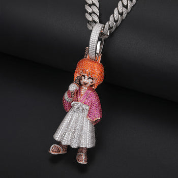 Pendentif Kenshin en diamant et moissanite, en argent sterling