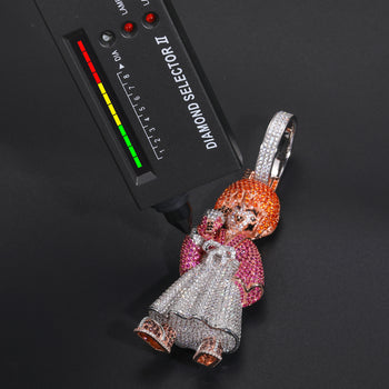 Pendentif Kenshin en diamant et moissanite, en argent sterling