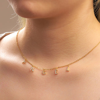 MOISSANITE DIAMOND LETTER PENDANT NECKLACE IN STERLING SILVER - IVORY & EBONY