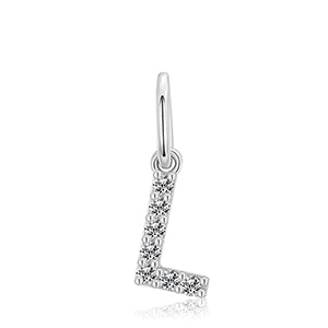 MOISSANITE DIAMOND LETTER PENDANT NECKLACE IN STERLING SILVER - IVORY & EBONY