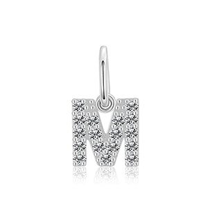 MOISSANITE DIAMOND LETTER PENDANT NECKLACE IN STERLING SILVER - IVORY & EBONY