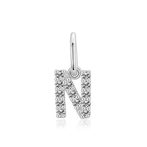 MOISSANITE DIAMOND LETTER PENDANT NECKLACE IN STERLING SILVER - IVORY & EBONY