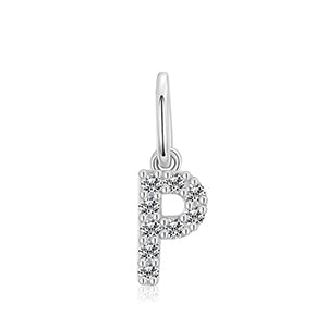 MOISSANITE DIAMOND LETTER PENDANT NECKLACE IN STERLING SILVER - IVORY & EBONY