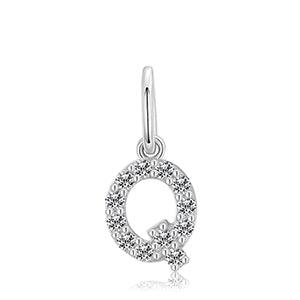 MOISSANITE DIAMOND LETTER PENDANT NECKLACE IN STERLING SILVER - IVORY & EBONY