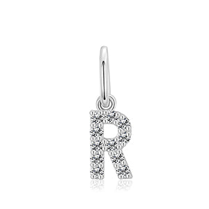 MOISSANITE DIAMOND LETTER PENDANT NECKLACE IN STERLING SILVER - IVORY & EBONY