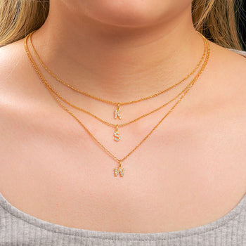 MOISSANITE DIAMOND LETTER PENDANT NECKLACE IN STERLING SILVER - IVORY & EBONY