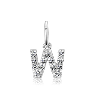 MOISSANITE DIAMOND LETTER PENDANT NECKLACE IN STERLING SILVER - IVORY & EBONY