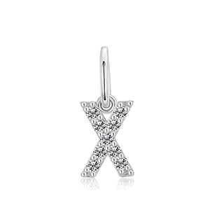 MOISSANITE DIAMOND LETTER PENDANT NECKLACE IN STERLING SILVER - IVORY & EBONY