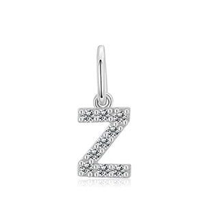 MOISSANITE DIAMOND LETTER PENDANT NECKLACE IN STERLING SILVER - IVORY & EBONY