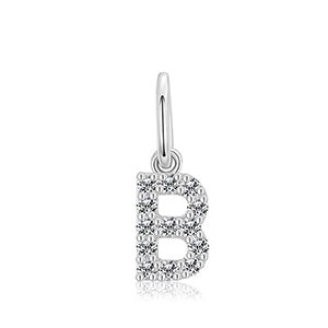MOISSANITE DIAMOND LETTER PENDANT NECKLACE IN STERLING SILVER - IVORY & EBONY