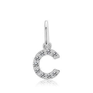 MOISSANITE DIAMOND LETTER PENDANT NECKLACE IN STERLING SILVER - IVORY & EBONY