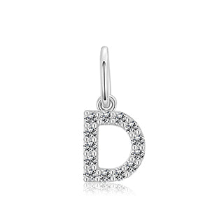 MOISSANITE DIAMOND LETTER PENDANT NECKLACE IN STERLING SILVER - IVORY & EBONY
