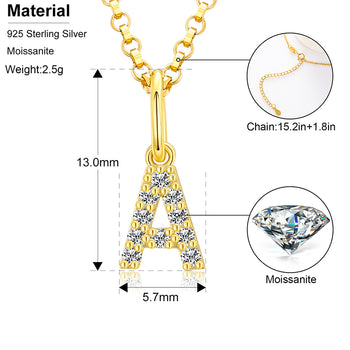 MOISSANITE DIAMOND LETTER PENDANT NECKLACE IN STERLING SILVER - IVORY & EBONY