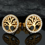 MOISSANITE DIAMOND LIFE TREE STUD EARRINGS IN STERLING SILVER