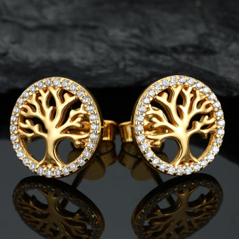 MOISSANIT-DIAMANT-LEBENSBAUM-OHRSTÖSSE AUS STERLINGSILBER 