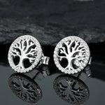 MOISSANITE DIAMOND LIFE TREE STUD EARRINGS IN STERLING SILVER