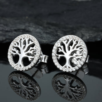MOISSANIT-DIAMANT-LEBENSBAUM-OHRSTÖSSE AUS STERLINGSILBER 
