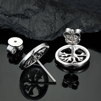 MOISSANIT-DIAMANT-LEBENSBAUM-OHRSTÖSSE AUS STERLINGSILBER 