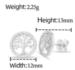 MOISSANITE DIAMOND LIFE TREE STUD EARRINGS IN STERLING SILVER