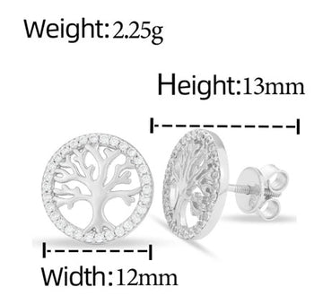 MOISSANIT-DIAMANT-LEBENSBAUM-OHRSTÖSSE AUS STERLINGSILBER 